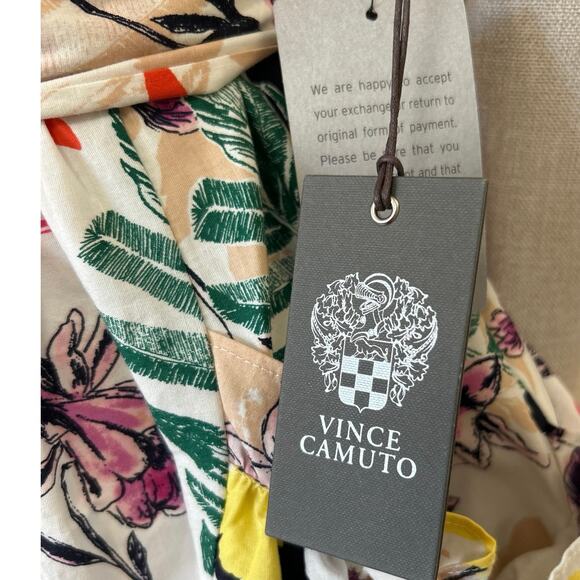 Vince Camino Floral SunDress Sz 4 Vintage Style Full Skirt Pockets Strap Dress - Picture 6 of 11